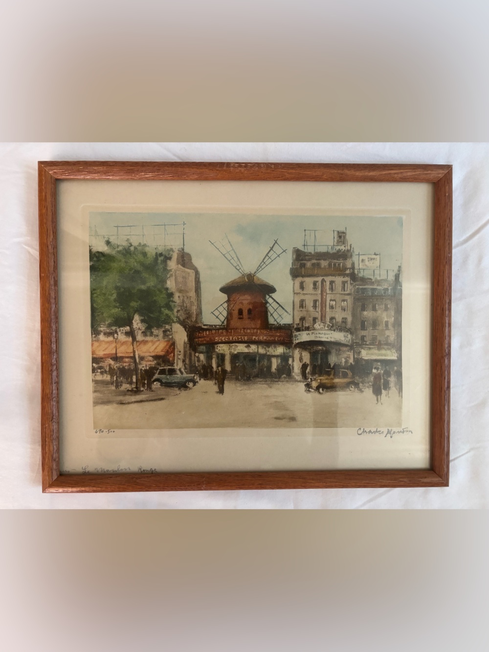 Charles Moudin “Moulin Rouge” vintage framed lithograph